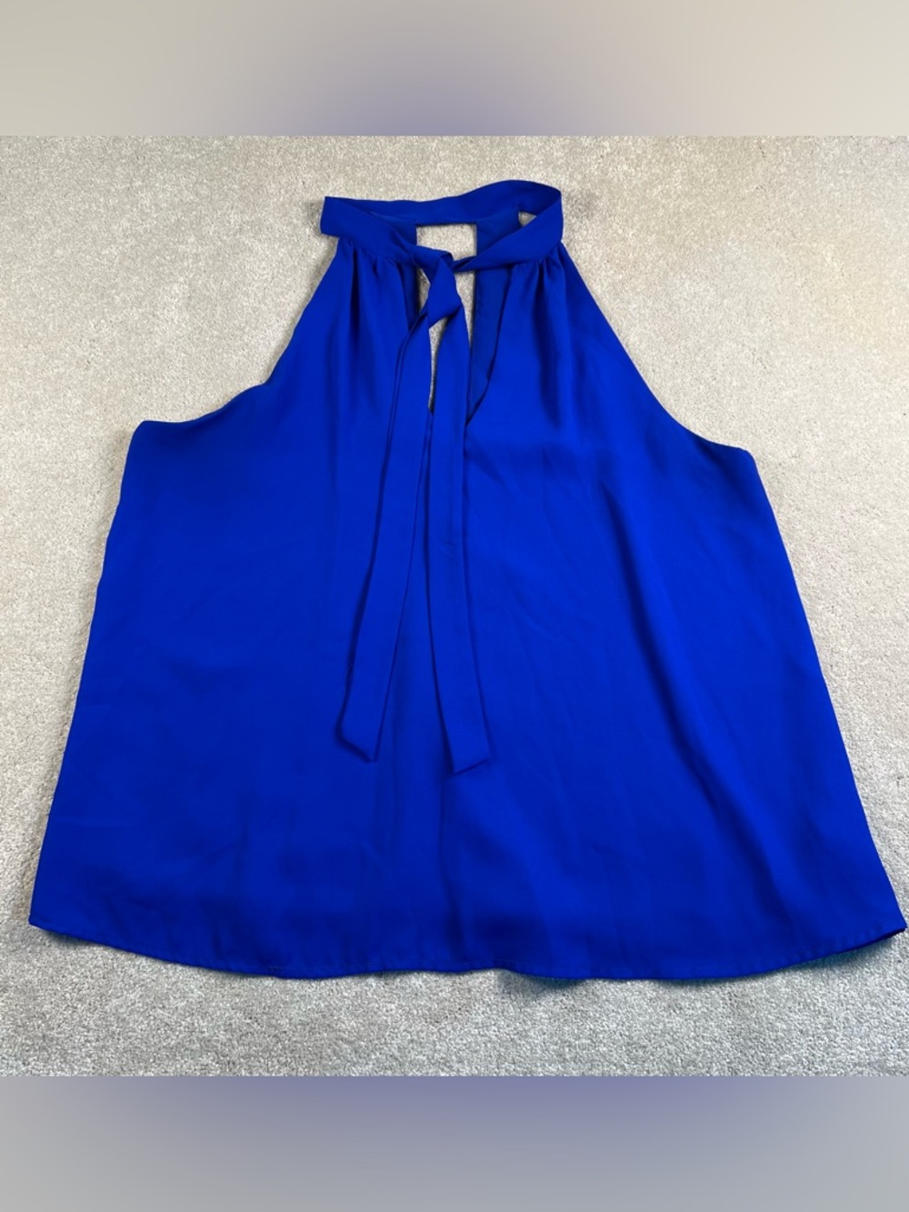 Everly Top Tank Halter Tie Front Solid Blue Sleeveless Summer‎ Dressy Women's M
